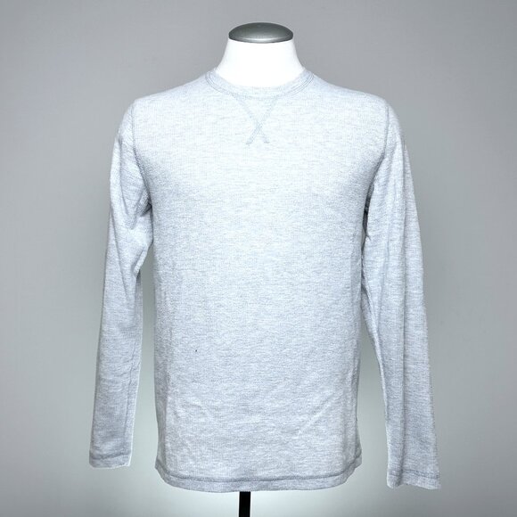 Eddie Bauer Lounge Thermal Waffle Shirt M Light Grey Heather Poly Viscose Elasta - Picture 1 of 3